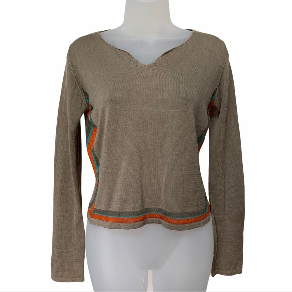 Armand Ventilo Long Sleeve Knit Color Stripe Detail Shirt Women's